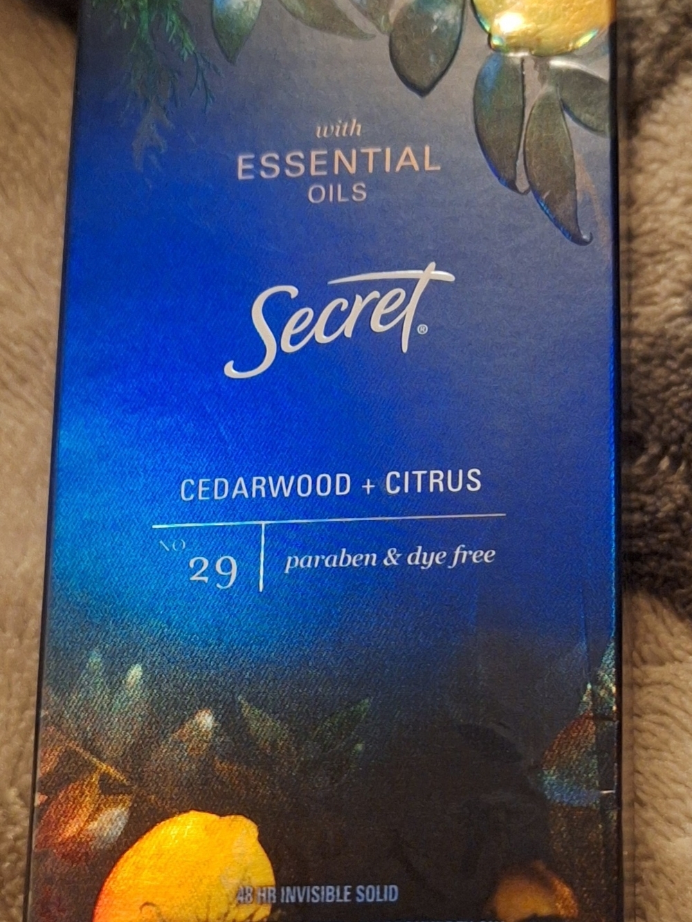 Secret Cedarwood + Citrus Invisible Solid Deodorant - Blue Packaging
